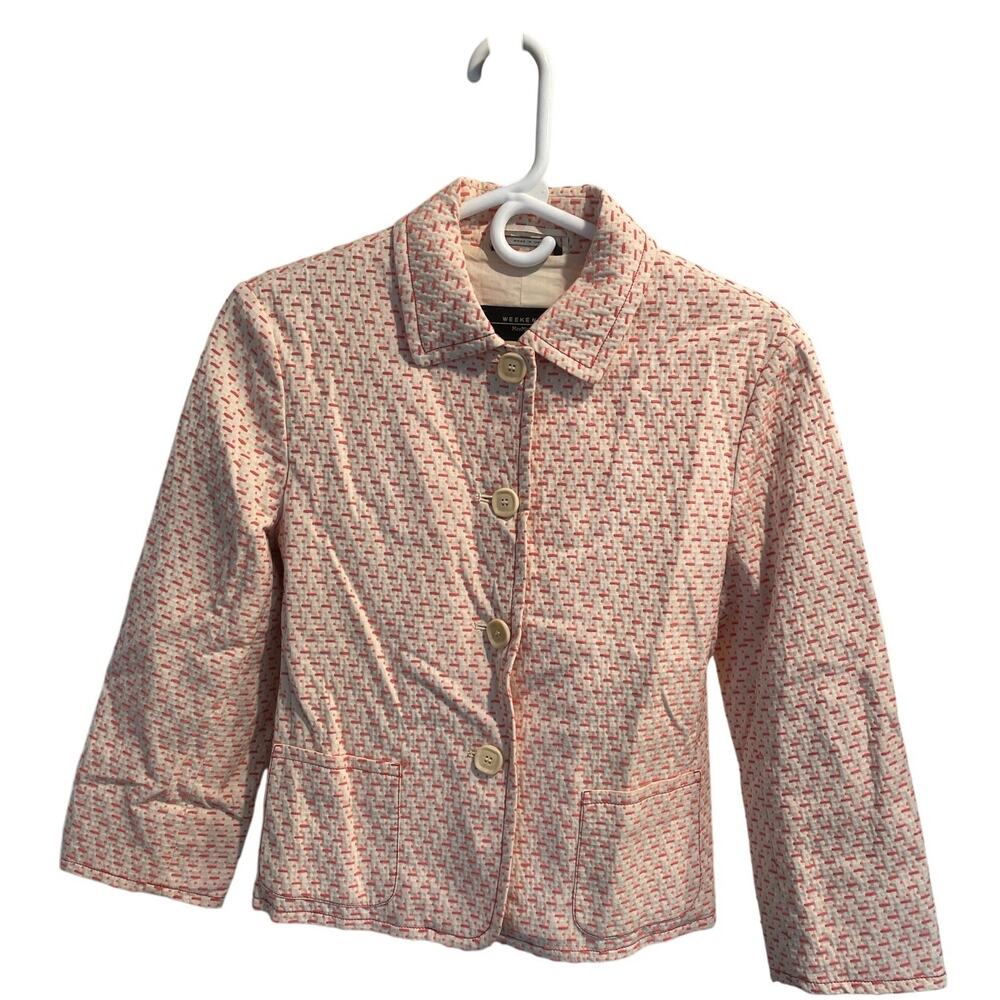Weekend Max Mara Textured Blazer in Pink and White